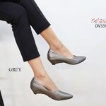 รองเท้าคัทชูเสริมส้นทรงหัวแหลม (สีเทา)