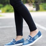 รองเท้าผ้าใบยีนส์ทรงสวม (สียีนส์เข้ม)