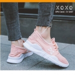 รองเท้าผ้าใบทรง Sport แต่งโลโก้X (สีชมพู)