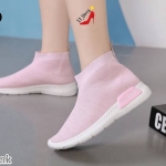 รองเท้าผ้าใบทรงถุงเท้าแบบสวม (สีชมพู)