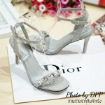 รองเท้าส้นสูงหน้าเพชร (สีเทา)