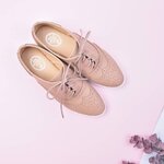 รองเท้าผ้าใบสไตล์ Oxfordฉลุลาย (สีนู้ด)