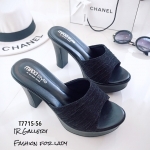 รองเท้าส้นสูงเปิดส้นสไตล์ Maxi (สีดำ)