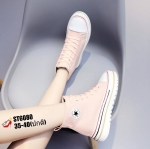 รองเท้าผ้าใบแฟชั่นทรงหุ้มข้อแต่งโลโก้ดาว (สีชมพู)