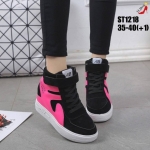 รองเท้าผ้าใบเสริมส้นทรงหุ้มข้อทูโทน (สีชมพู)