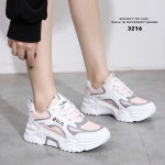 รองเท้าผ้าใบแฟชั่นทรงSportแต่งลาย (สีชมพู)