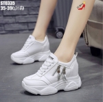รองเท้าผ้าใบแฟชั่นเสริมส้นแต่งซิปข้าง (สีขาว)