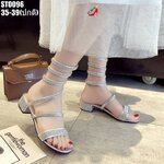 รองเท้าแตะเพชรสปริงพันขา (สีเงิน)