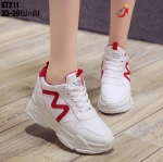 รองเท้าผ้าใบเสริมส้นทรงSportแต่งแถบสไปรัล (สีแดง)