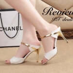 รองเท้าส้นเข็มทอง (สีขาว)