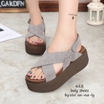 รองเท้าลำลองสายไขว้สักหลาด (สีเทา)