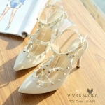 รองเท้า Valentino Heels 4 นิ้ว (สีครีม)