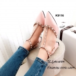 รองเท้า Style Valentino T-Strap (สีชมพู)