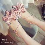 รองเท้าแตะซาตินโบว์เพชร (สีชมพู)