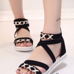 รองเท้าแตะลำลองแต่งซิปหลัง (สีดำ)