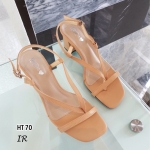 รองเท้าส้นตันสายคีบสไตล์แฟชั่นเกาหลี (สีครีม)