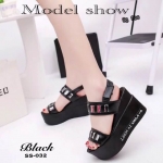 รองเท้าส้นเตารีด Platform Metalic (สีดำ)