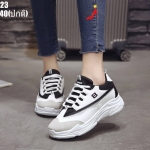 รองเท้าผ้าใบแฟชั่นทรง Sport Girlตัดสี (สีดำ)