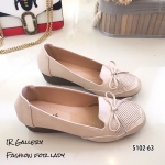 รองเท้าคัทชูเสริมส้นแต่งโบว์ (สีครีม)