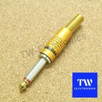 ปลั๊กโฟนโมโน 6.35 (1/4") Wireman สีเหลือง, สปริงทอง / MO006Y