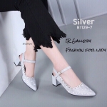 รองเท้าคัทชูหนังวิ๊งฉลุลาย (สีเงิน)