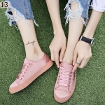 รองเท้าผ้าใบพียูลายดอกไม้ (สีชมพู)