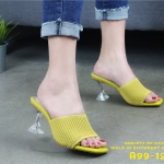 รองเท้าแตะเสริมส้นแจกันใส (สีเหลือง)