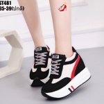 รองเท้าผ้าใบเสริมส้นแส่งสีSport (สีดำ)