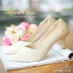 รองเท้าคัทชูหนัง Saffiano (สีทอง)