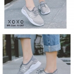 รองเท้าผ้าใบทรง Sport แต่งโลโก้X (สีเทา)