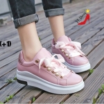 รองเท้าผ้าใบแต่งมุกแฟชั่น (สีชมพู)