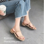 รองเท้าลำลองเสริมส้นหนังกลับ (สีครีม)