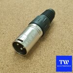 XLR ตัวผู้ เหล็ก ท้ายยางดำ