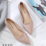 รองเท้าคัทชูหนังเงาพาสเทล (สีชมพู)