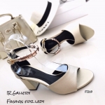 รองเท้าส้นสูงแต่งอะไหล่รัดข้อ (สีทอง)