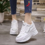 รองเท้าผ้าใบเสริมส้นแต่งแถบแฟชั่น (สีเงิน)