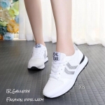 รองเท้าผ้าใบแต่งทรงsportลายกลิตเตอร์ (สีขาว)