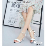 รองเท้าส้นสูงหนังแก้วสไตลแม็กซี่ (สีขาว)