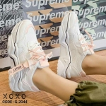 รองเท้าผ้าใย Sportแต่งป้าย (สีชมพู)