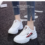 รองเท้าผ้าใบทรงSport Girl แต่งลายแฟชั่น (สีแดง)