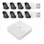ชุดกล้องมาตรฐานพร้อมใช้งาน KIT-UNV-2MP4,กล้อง 8 ตัว IPC2122CR3-PF40-A, เครื่องบันทึก 1 ตัว NVR301-08LS3-P8
