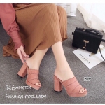 รองเท้าส้นตันเปิดส้น (สีชมพู)