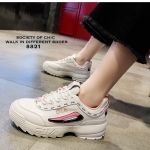 รองเท้าผ้าใบทรงSport Girl แต่งลายแฟชั่น (สีชมพู)