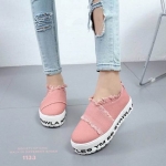 รองเท้าผ้าใบทรงslip onแต่งชาย (สีชมพู)