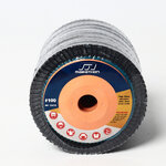 แผ่นเจียรทรายซ้อนหลังแข็ง MARATHON 4 นิ้ว No.100 Flap Disc Aluminum Oxide (10อัน/กล่อง)
