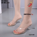 รองเท้าเปิดส้นคาดใสสไตล์ลำลอง (สีชมพู)