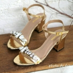 พร้อมส่ง : รองเท้าส้นสูงสไตล์ MIUMIU (สีทอง)