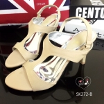 พร้อมส่ง : รองเท้าส้นสูงหนังนิ่ม (สีครีม)