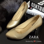 พร้อมส่ง : รองเท้าคัชชู Style Zara (สีทอง)