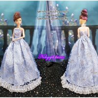 ชุดราตรียาวสีน้ำเงิน-ขาวNo.3